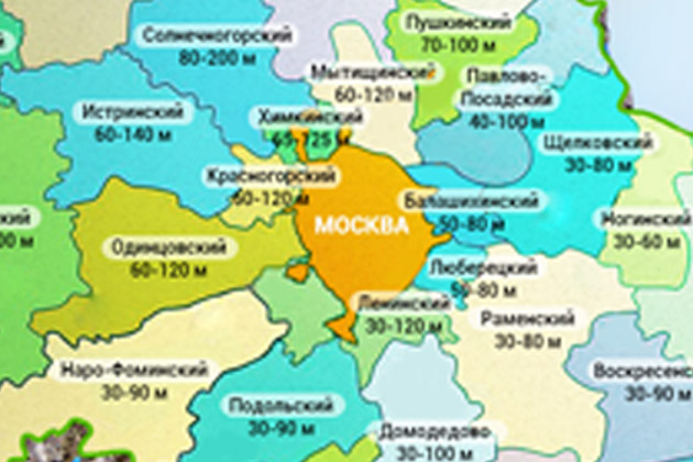 Карта и таблицы глубин скважин на воду в Московской области - Водоподъем